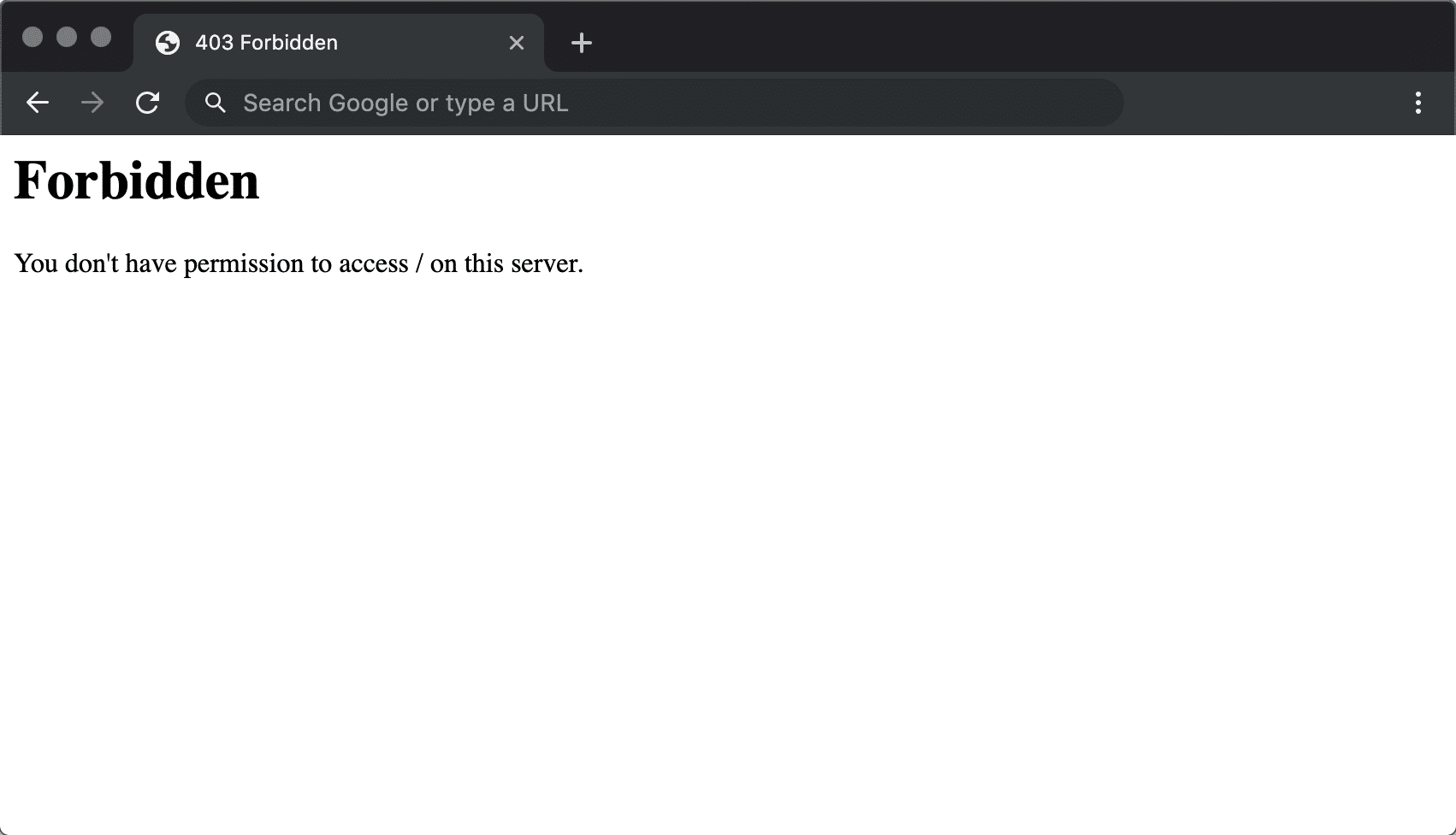How Chrome shows the 403 Forbidden error message