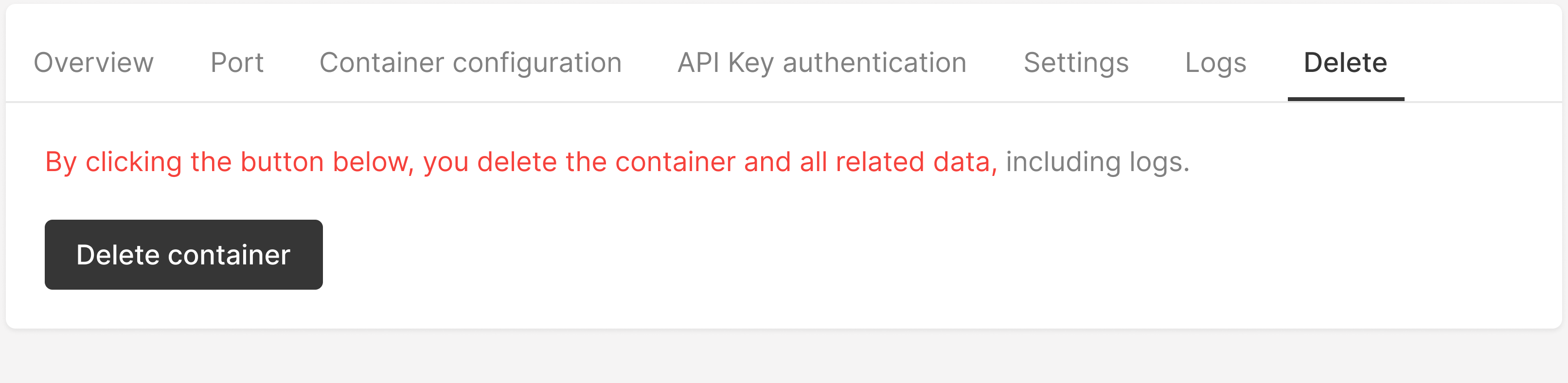 Container deletion