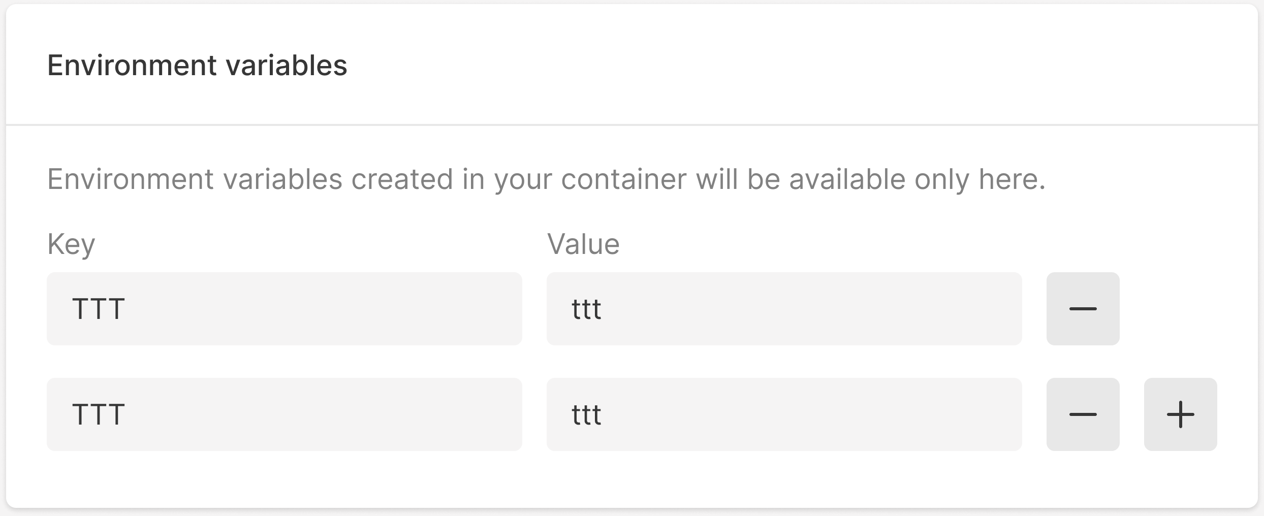 Variables configuration for container environment