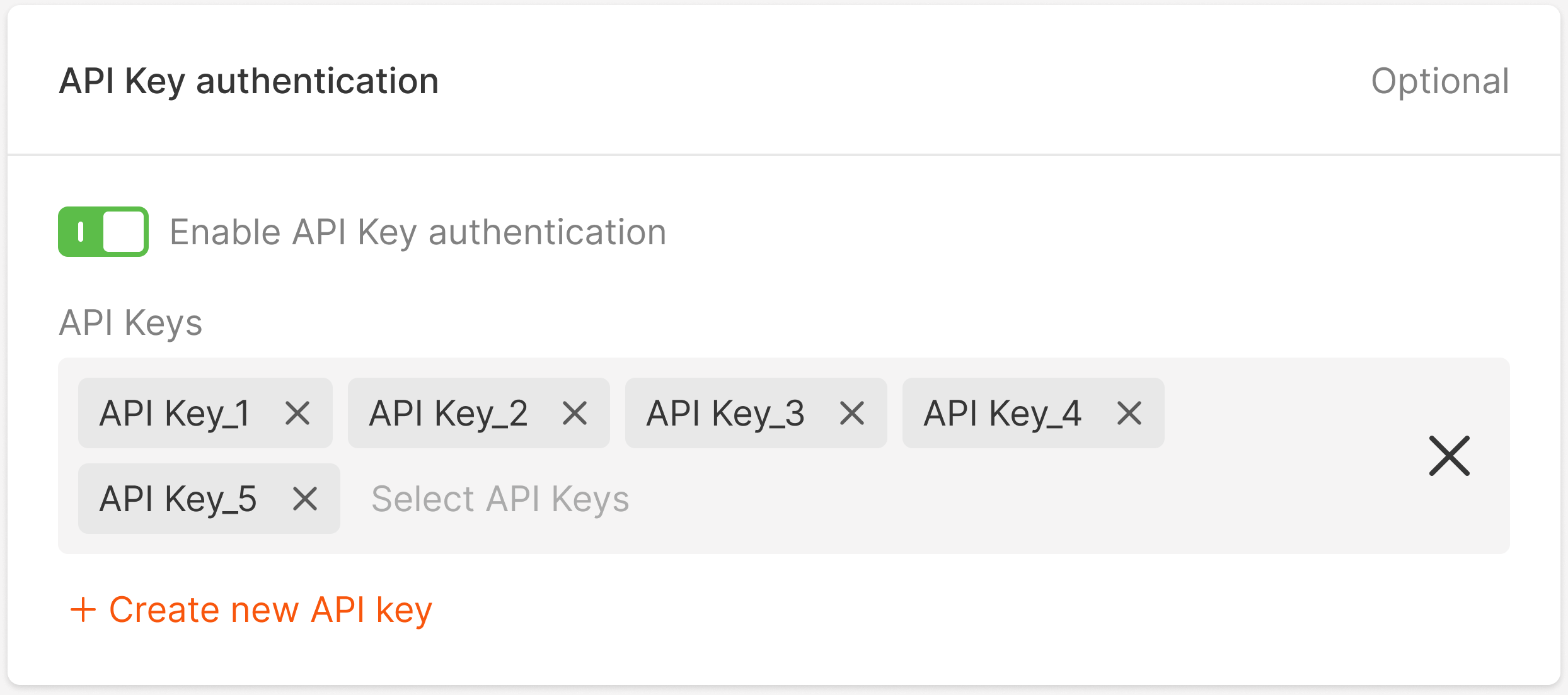 API key authentication for containers