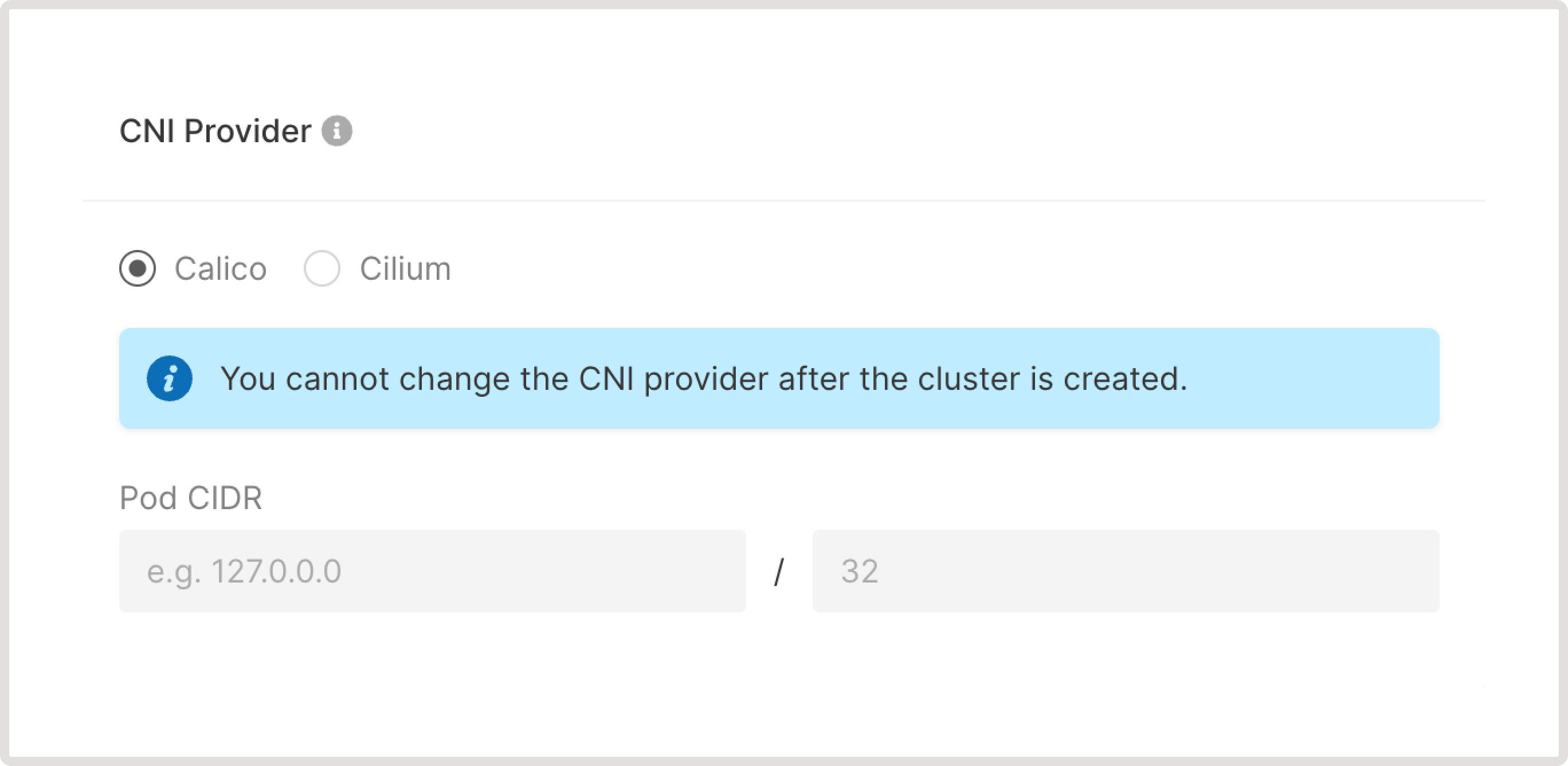 Enable CNI provider section