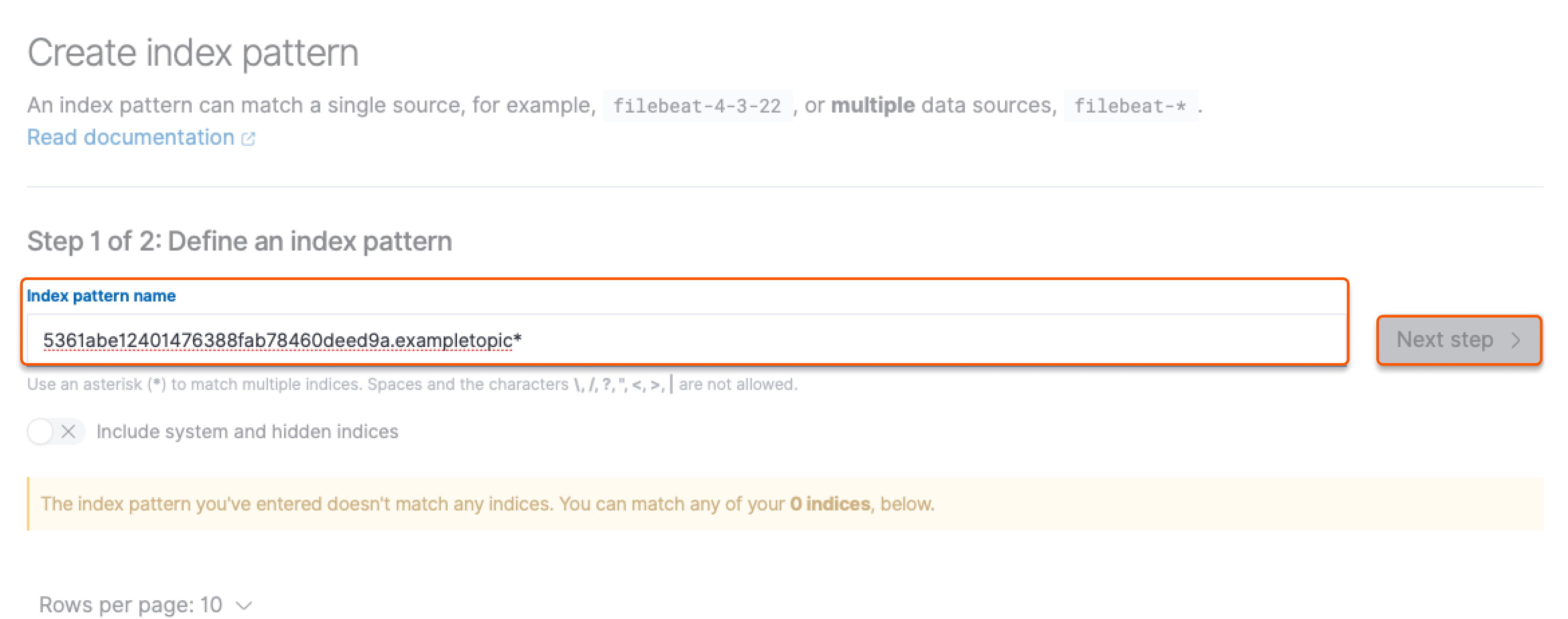 Create an index pattern