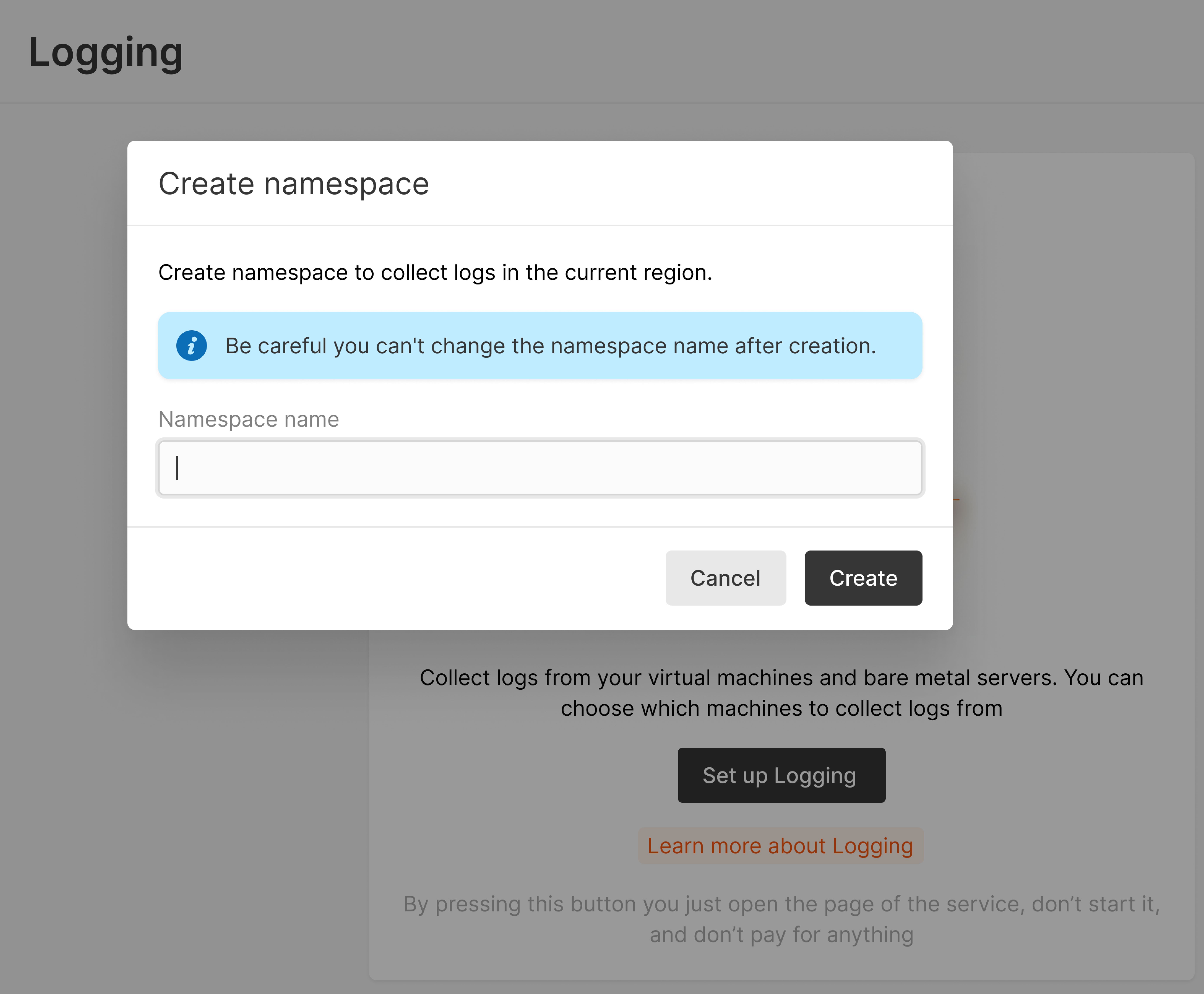 Create namespace