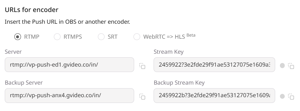 URLs for encoder section