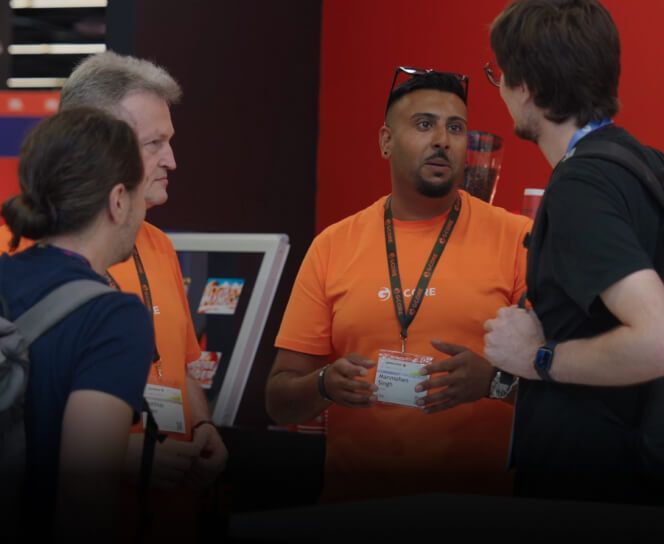 Gamescom visitor trying the interactive Gcore demo
