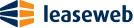 Leaseweb logo featuring a blue and orange triangular icon beside the company name in dark blue text.