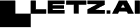 Black square logo icon next to the text "LETZ.AI" in bold black letters on a white background.