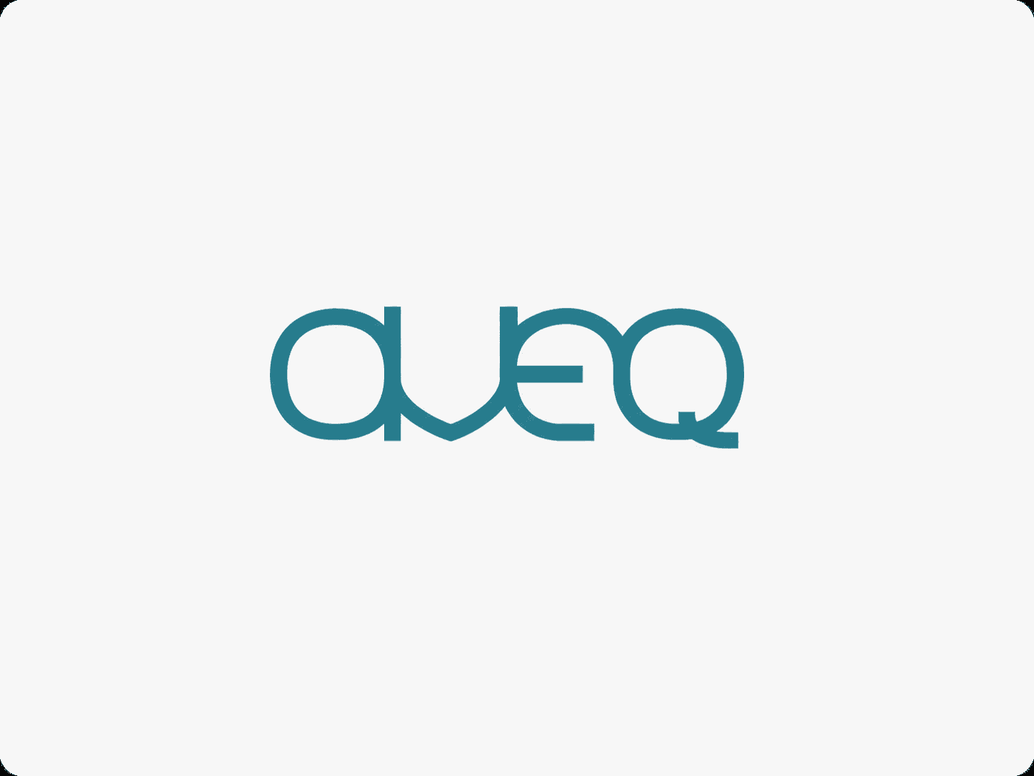 Teal blue stylized 'aUEQ' logo with interconnected letters on a light gray background.